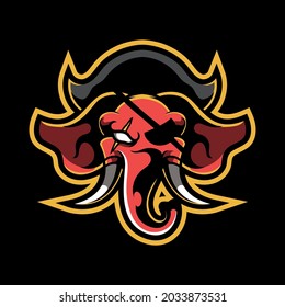 Elephant Gaming Mascot Logo Illustration