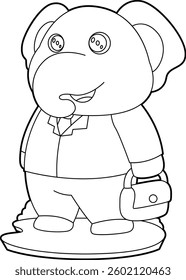 Elephant Gentleman Bag Animal Vector Graphic Art Illustration