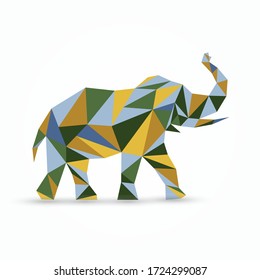 Elephant geometric concept illustrator.  Animal colorful of geometric polygon abstract character and nature art graphic creative.