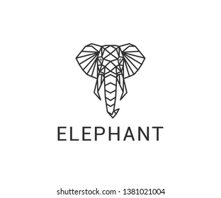 Elephant Geometric Line Art Logo