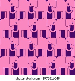 Elephant Geometric pattern seamless. Elephants background. Baby fabric texture