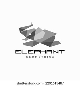 Elephant Geometric Polygonal Jumping Logo vector Icon Illustration