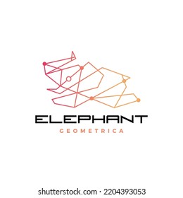 Elephant Geometric Polygonal Jumping Logo vector Icon Illustration