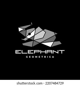 Elephant Geometric Polygonal Jumping Logo vector Icon Illustration