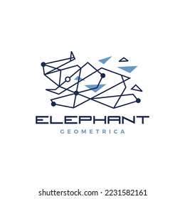 Elephant Geometric Polygonal Jumping Logo vector Icon Illustration