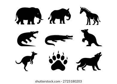 Elefante jirafa cocodrilo oso canguro wolf paw print