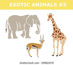 Elephant, Giraffe and Gazelle - Exotic Animals 