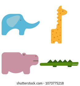 elephant, giraffe, hippo, crocodile
