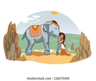 elephant with girl