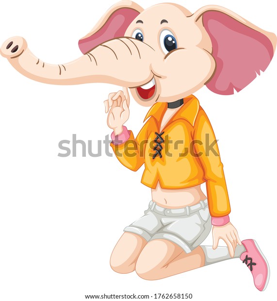 Elephant Girl Cartoon Vector Art Illustration Stock Vector (Royalty ...