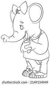 Elephant Girl Element Coloring Page Cartoon Stock Vector (Royalty Free ...