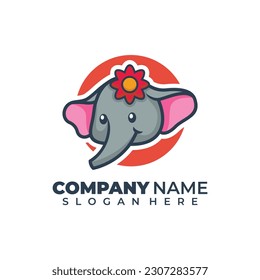 elephant girl head simple mascot logo