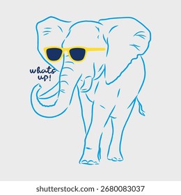 elephant with glases hand drawn doodle graphic hand drawn tshirt vector