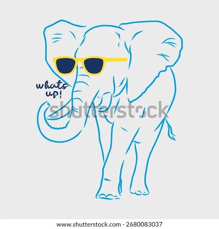 elephant with glases hand drawn doodle graphic hand drawn tshirt vector