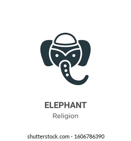 Elephant glyph icon vector on white background. Flat vector elephant icon symbol sign from modern religion collection for mobile concept and web apps design.