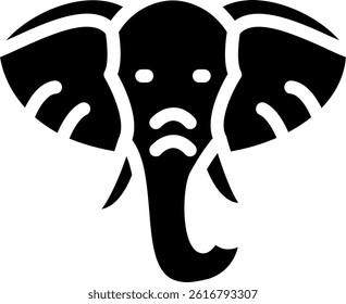 Elephant Glyph Vector Icon Design