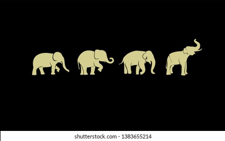 elephant gold with black background logo icon designs vector illustration sign silhouette