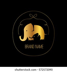 Elephant golden logo design vector template