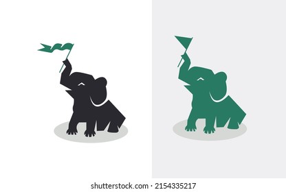 Elephant with Golf Flag Vector template