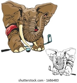Elephant Golf Mascot. Great for t-shirt designs, school mascot logo and any other design work. Ready for vinyl cutting.