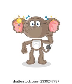 the elephant got an idea cartoon. mascot vector