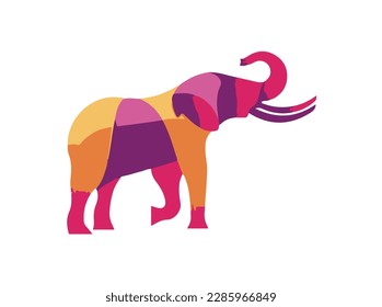 Elephant Gradient Colorful Style Stock Illustration Colorful Elephant Digital art Stock Vector