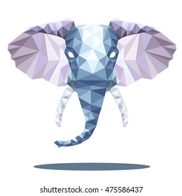 elephant graphic art in low polygon vector , geometric illustration