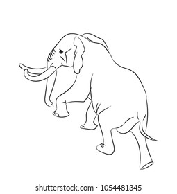 elephant graphic line, goes, vector, white background