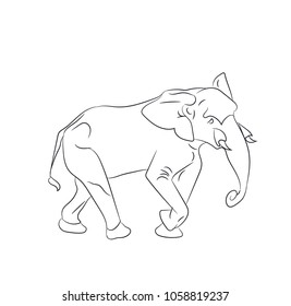 elephant graphic line, goes, vector, white background