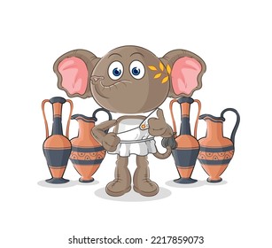 the elephant with greek clothing. cartoon mascot vector