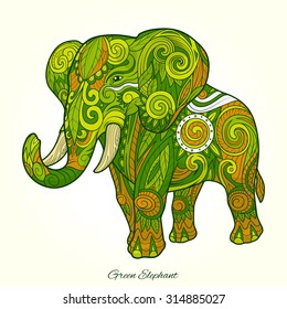 Elephant green ornament ethnic vector illustration, tribal,
tattoo, animal, art, stencil, abstract, design