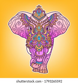 elephant  Greeting card with animals vector illustration design template for textile Hand drawn bright prints on T shirts and cups canvas of another object