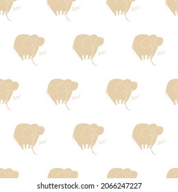 Elephant and greeting pattern on white background