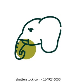 Elephant half line half color style icon design, Biodiversity life natural nature and adorable theme Vector illustration