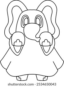 Elefante Halloween Fantasma Animal Vetor Ilustração de Arte Gráfica