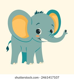 Elephant hand drawing illustration on white background. Vector cartoon african animal