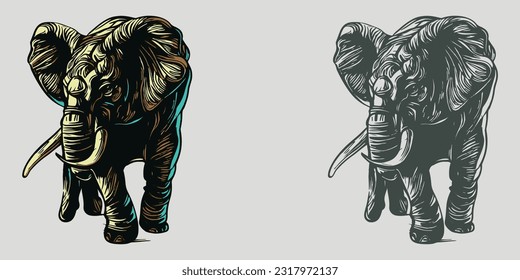 Elephant  Hand drawn drawing eps10