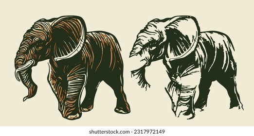 Elephant  Hand drawn drawing eps10
