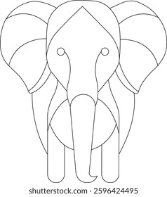 Elephant Hand drawn single line art coloring page for kids vector outline illustration
