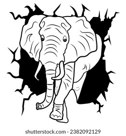 Elephant, Hand Drawn, Vector Illustration