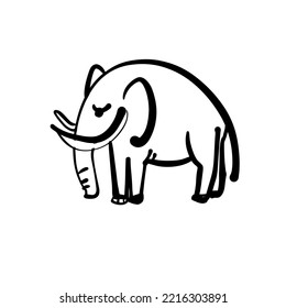 Elephant. Hand-drawn black and white doodle illustration. Vector