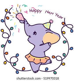 Elephant happy new year cartoon