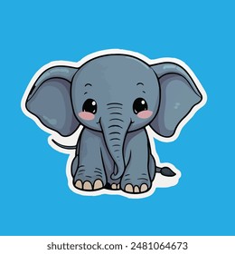 Elephant happy sticker file vector