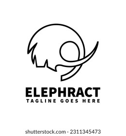 elephant head abstract line logo template