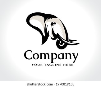 elephant head art logo design illustration