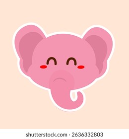 Elephant head cartoon. Cute animal illustration. Can be used for wallpaper and sticker