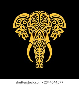Cabeza elefante en símbolo celta ilustración vectorial plana