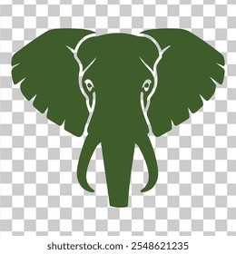 Elephant head clipart black and white on a transparent background