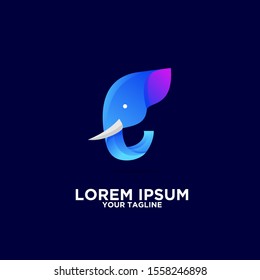 elephant head colorful logo icon design vector 
