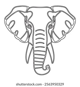 Elephant head coloring page kids friendly simple line art cute elephant face with geometric flower mandala design